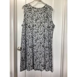 Fresh produce women's gray and white floral leaf print dress size 2x
